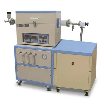 双温区石英管式炉，管径80mm，最高温度1200℃，配3通道气体混合器与真空泵系统