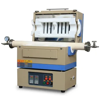 1500°C 双温区开启式管式炉（带真空法兰及80mm氧化铝管）