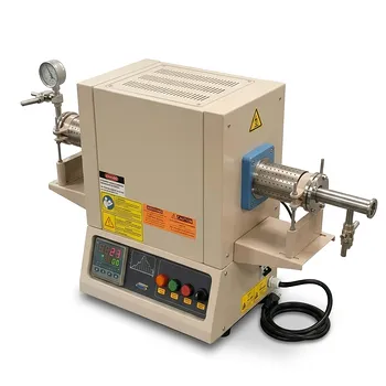 紧凑型1600°C高温管式炉，配备50mm氧化铝管及真空法兰，适用于材料烧结