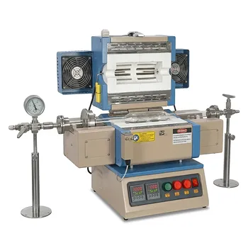 用于均匀粉末煅烧的1000°C 2英寸石英管双温区旋转管式炉