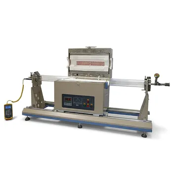 1200°C 最高温滑动管式炉，配 80mm 外径石英管及真空法兰，适用于快速热处理及快速加热冷却