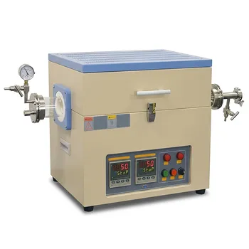 1200°C 双温区开启式管式炉，配熔融石英管及真空法兰，提供 60mm、80mm 和 100mm 直径可选