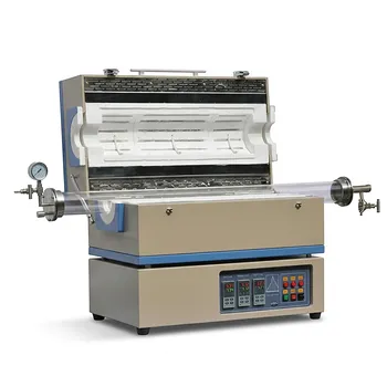 带可选石英管和真空法兰系统的24英寸三温区分体管式炉，适用于高温材料合成